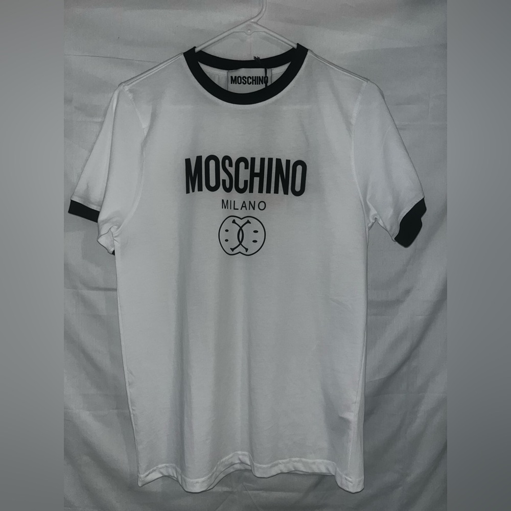 NWT MOSCHINO Couture White Stretch Cotton Double Smiley T-shirt